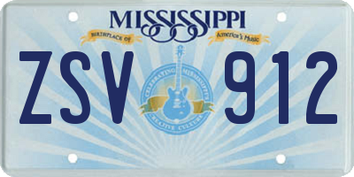 MS license plate ZSV912