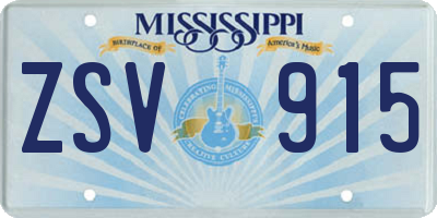 MS license plate ZSV915