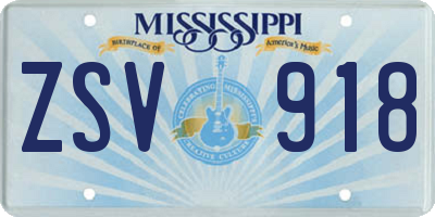 MS license plate ZSV918