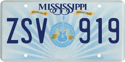 MS license plate ZSV919