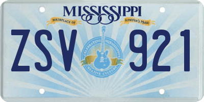 MS license plate ZSV921