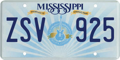 MS license plate ZSV925