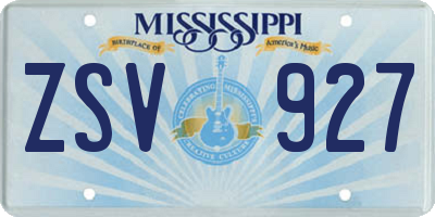 MS license plate ZSV927