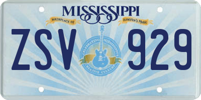 MS license plate ZSV929