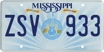 MS license plate ZSV933