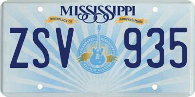 MS license plate ZSV935