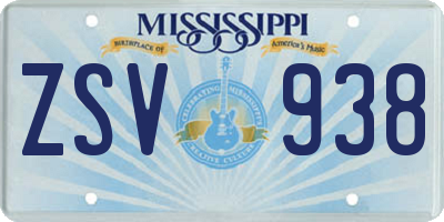 MS license plate ZSV938