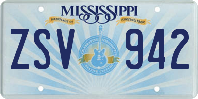 MS license plate ZSV942