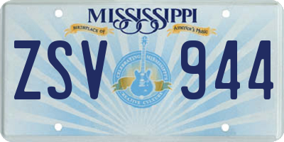 MS license plate ZSV944