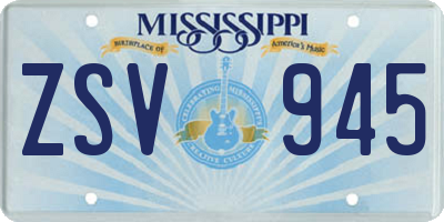 MS license plate ZSV945
