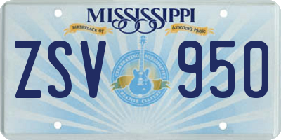 MS license plate ZSV950