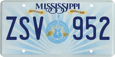 MS license plate ZSV952