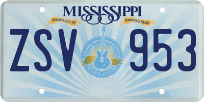 MS license plate ZSV953