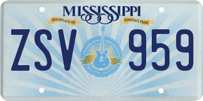MS license plate ZSV959