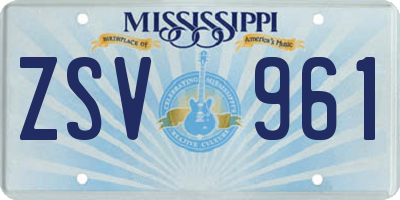 MS license plate ZSV961
