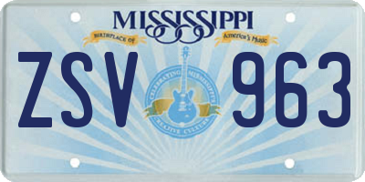 MS license plate ZSV963