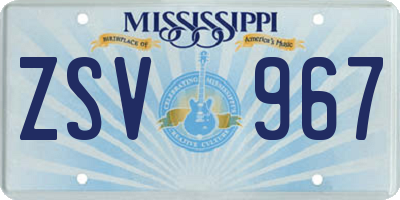 MS license plate ZSV967