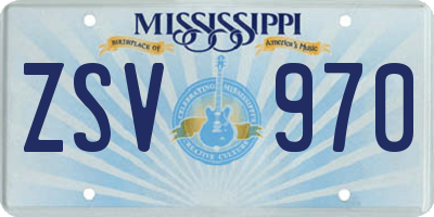 MS license plate ZSV970