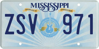 MS license plate ZSV971