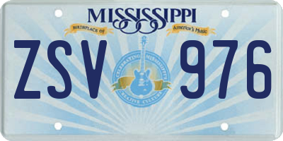 MS license plate ZSV976
