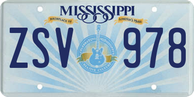 MS license plate ZSV978