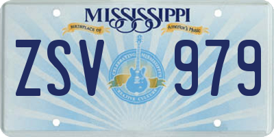 MS license plate ZSV979