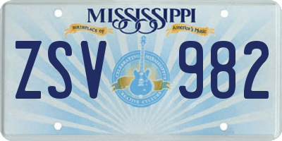 MS license plate ZSV982