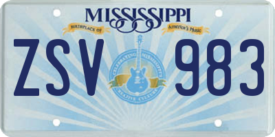MS license plate ZSV983