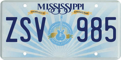 MS license plate ZSV985