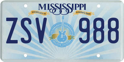 MS license plate ZSV988