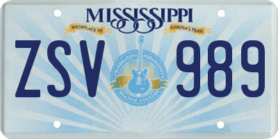 MS license plate ZSV989