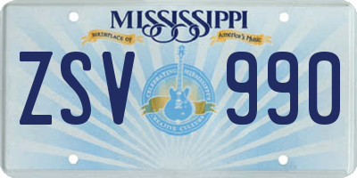 MS license plate ZSV990