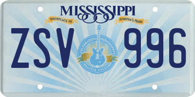 MS license plate ZSV996