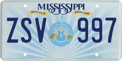 MS license plate ZSV997
