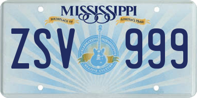 MS license plate ZSV999
