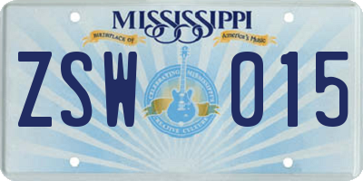 MS license plate ZSW015