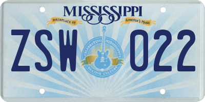 MS license plate ZSW022