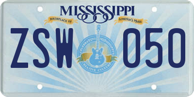 MS license plate ZSW050