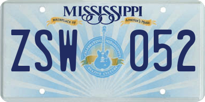 MS license plate ZSW052