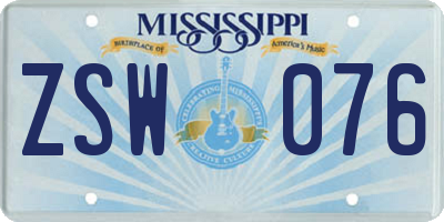 MS license plate ZSW076