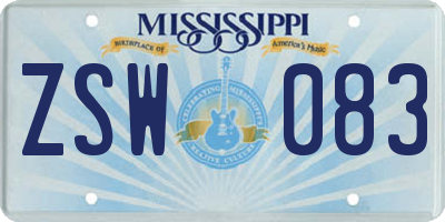 MS license plate ZSW083