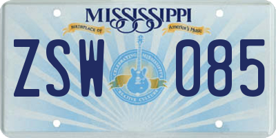 MS license plate ZSW085