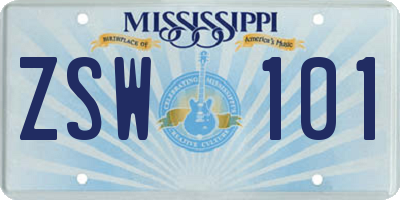 MS license plate ZSW101