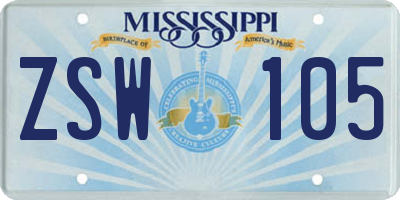 MS license plate ZSW105
