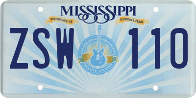 MS license plate ZSW110