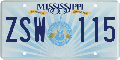 MS license plate ZSW115