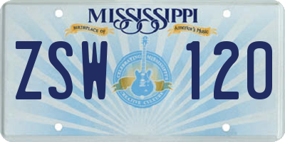 MS license plate ZSW120