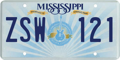 MS license plate ZSW121