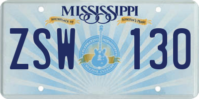 MS license plate ZSW130