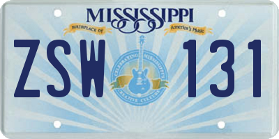 MS license plate ZSW131